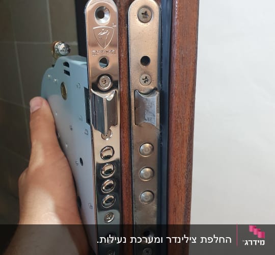 מנעול דלת מתכת עם בריחים וידית